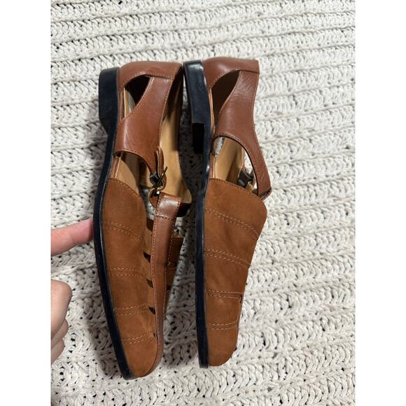 VTG Esprit Fisherman Sandals Y2K Leather Strappy Brazil Womens Size 8 Brown - Picture 6 of 9
